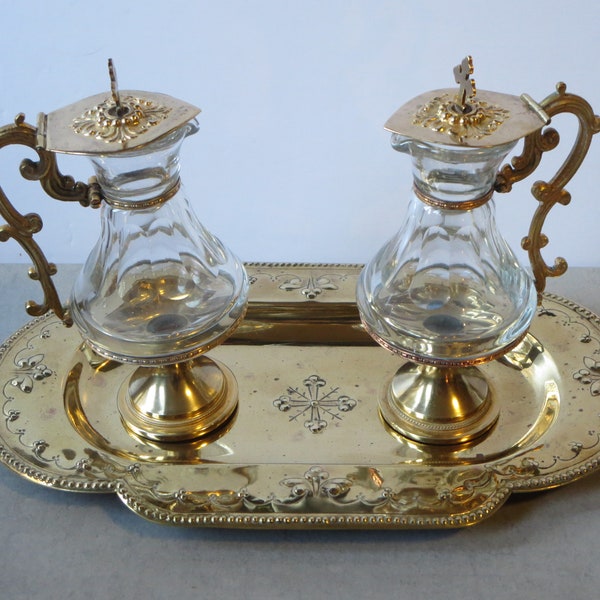 ALTAR CRUET SET~ French Religious~ Communion Eucharist~ Ritual ceremony~ Religious Art~ Spirituality Religion~ Liturgic- Home & Living