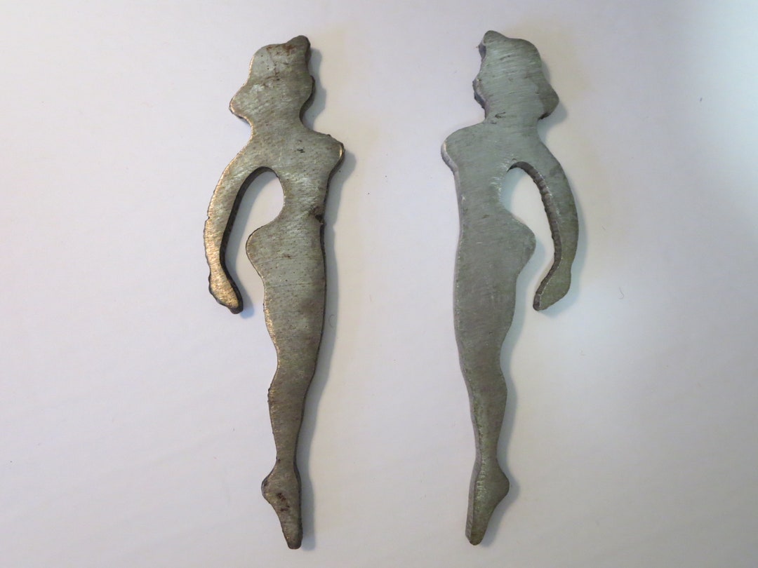 ART DECO FIGURINE Chrome Pin up Girl Figurine Naked Nude Woman Vintage