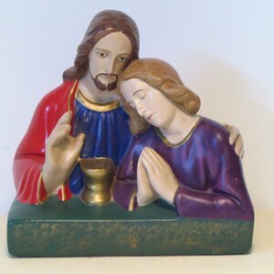 RELIGIOUS PLASTER STATUARY~ Jesus bust~ Vintage chalkware statue~ Catholic~ Religious Art~ Chapel home decor~ Spirituality~ Devotion