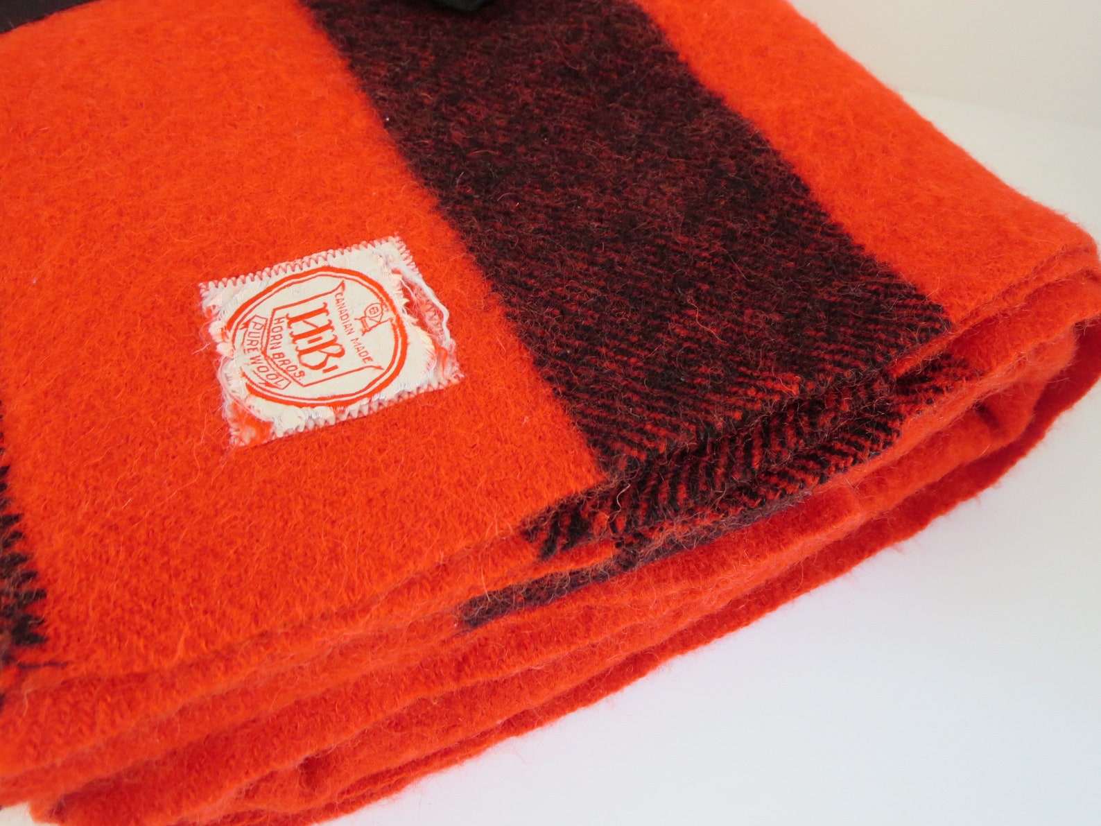 WOOL BLANKET THROW Vintage Red & Black H.B. Made in Canada Etsy