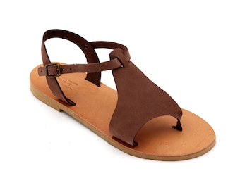 Ankle strap nubuck leather sandals