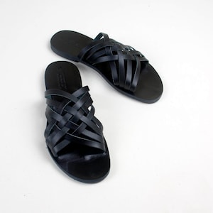 Black Sandals for Men Huaraches Slides Made in Greece. - Etsy