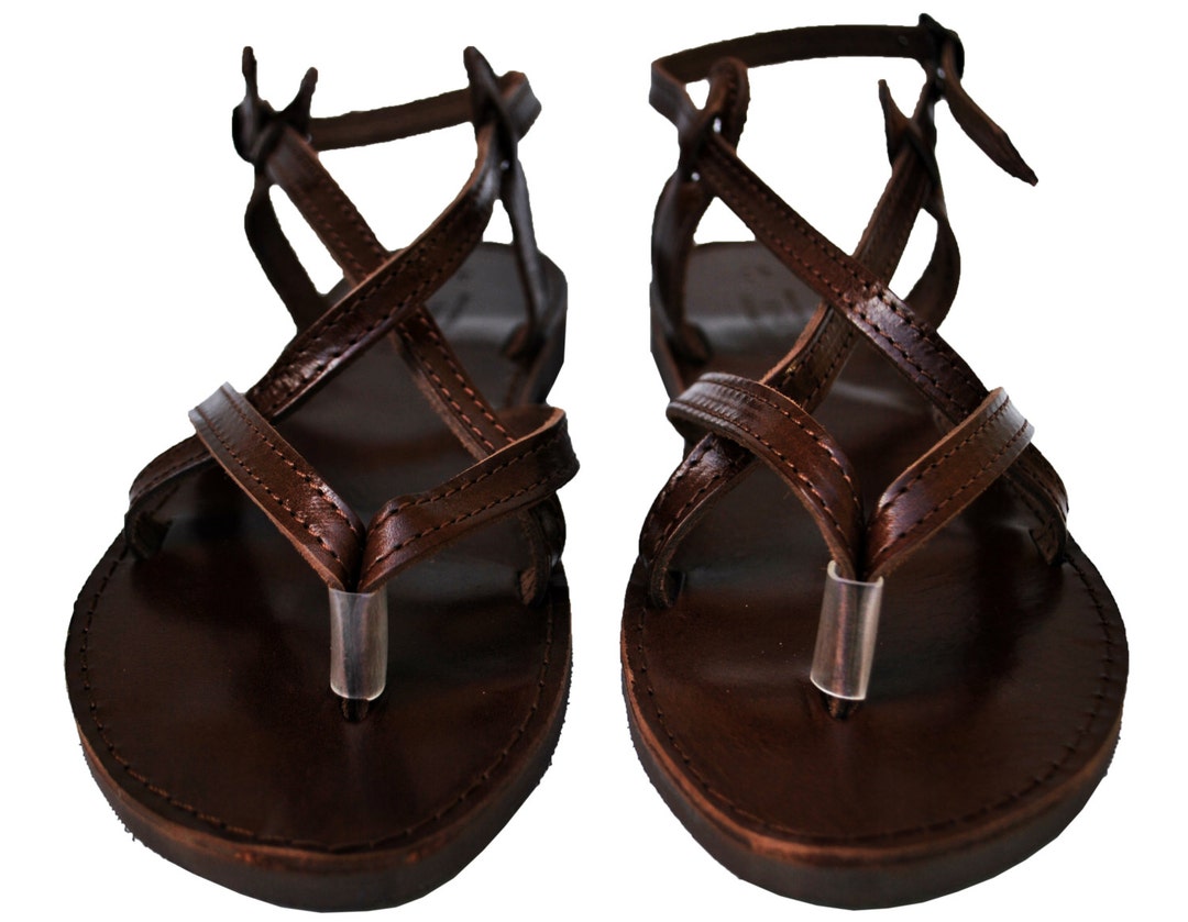 Dark Chocolate Brown Double Leather Sandals, Strappy Women Sandals - Etsy
