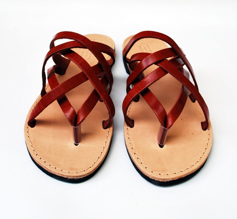 Leather Sandals for Women in Burgundy Color image 1