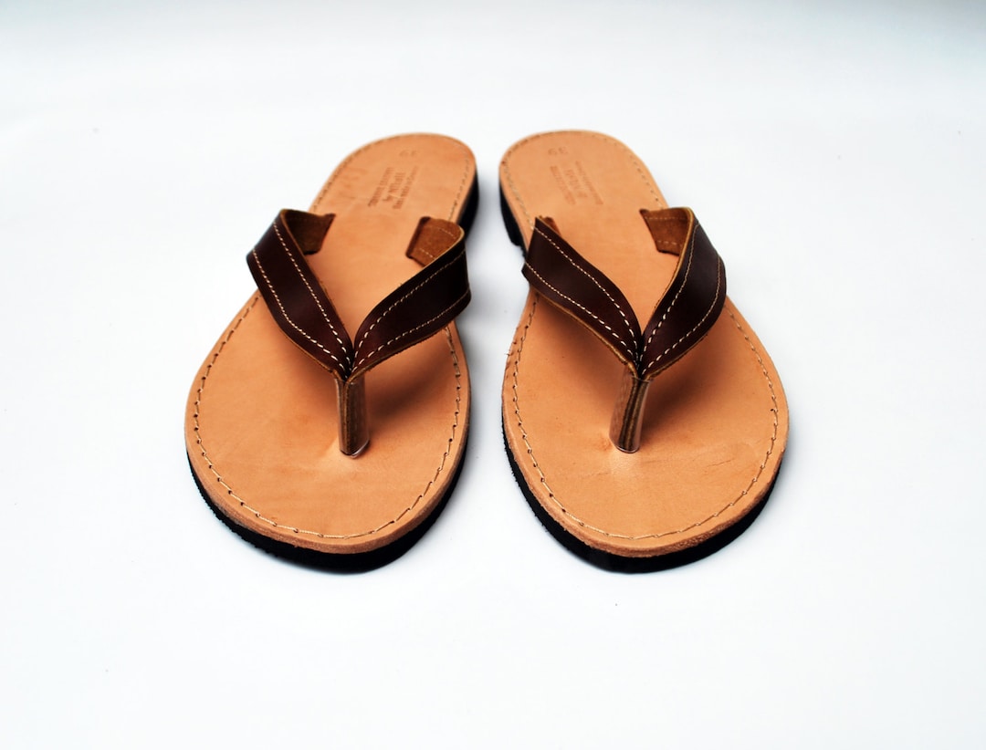 Women Flip Flops, Leather Sandals in Brown Color - Etsy