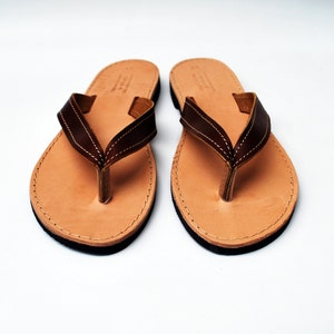 Women Flip Flops, Leather Sandals in Brown Color