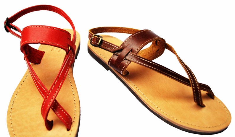 Toe-wrapper Strappy Sandals Women Leather Barefoot Sandals Greek Handmade Summer Shoes image 2