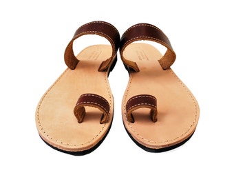 Toe Ring Sandals, Barefoot Brown Women Leather Sandals