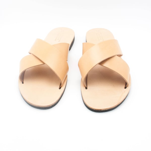 Mens Brown Leather Sandals: Custom Greek Style Comfort Shoes