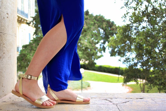Kennis maken linnen Gemaakt om te onthouden Enkelband zomer sandalen vrouwen sandalen gouden sandalen - Etsy België