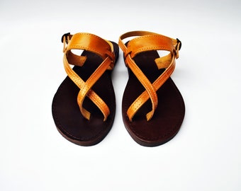 Women Sandals in Canary Yellow Color and Dark Brown sole made with 100% Genuine Leather