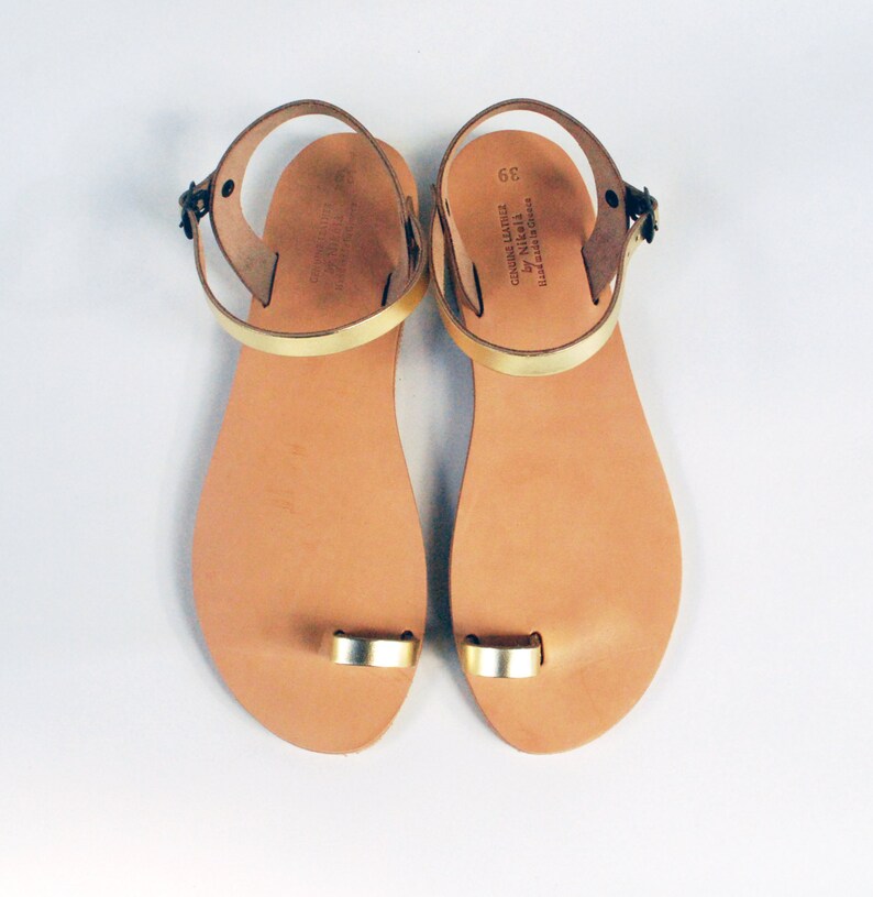 Stylish Toe Ring Sandals in Gold Women Summer Sandals Casual Etsy