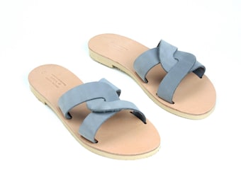 Sandalias de piel tipo slide para mujer