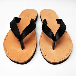 Black Flip Flops, Leather Sandals image 1