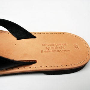 Black Flip Flops, Leather Sandals image 3