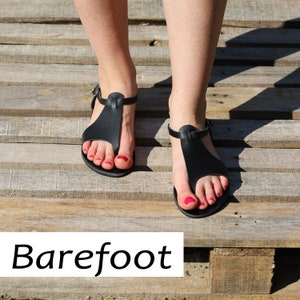 Minimalist barefoot sandals, barefoot summer sandal for women, Black fashion flats
