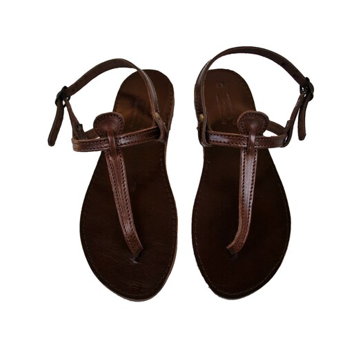 Dark Chocolate Brown T Strap Sandals 