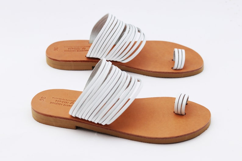 white toe ring sandals