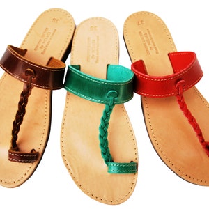 Women braided sandals, toe ring sandals image 3