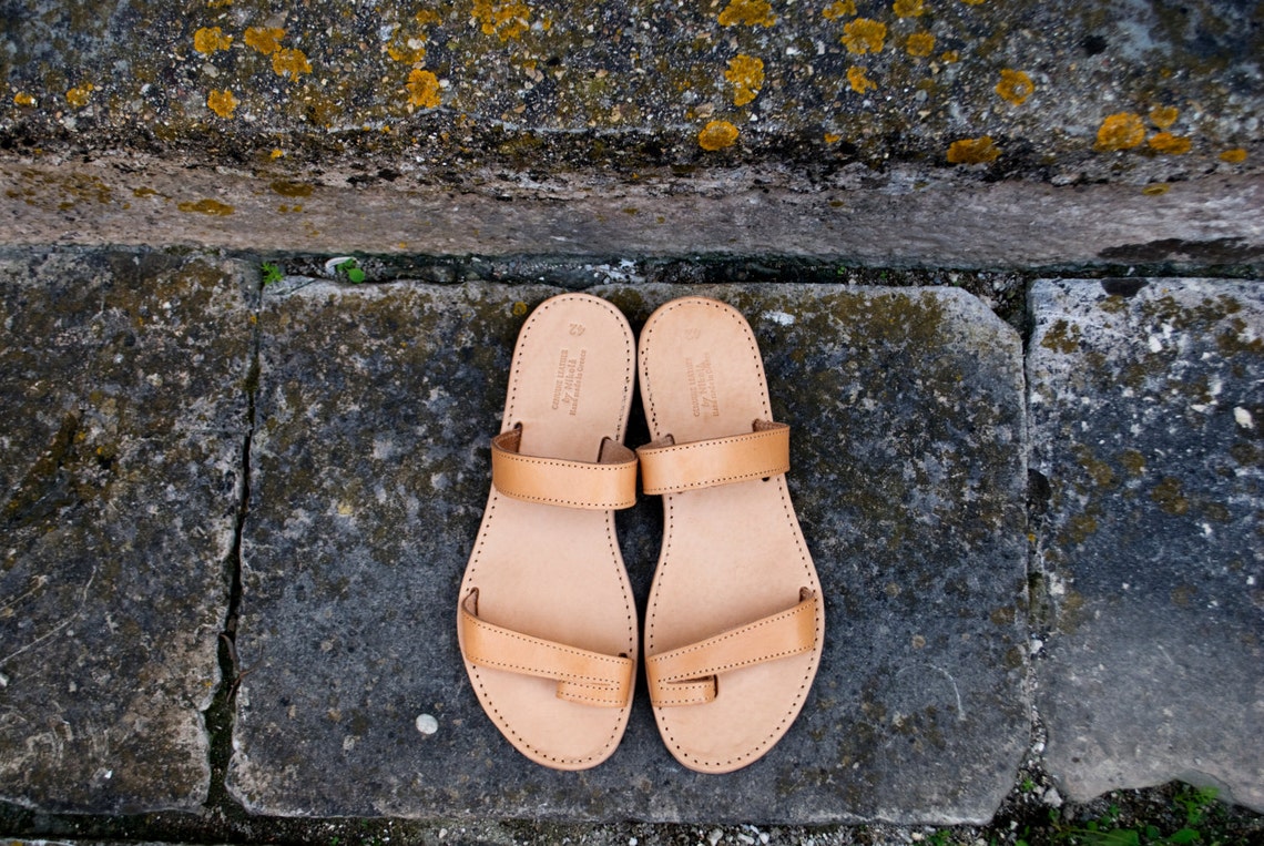 Greek Mens Leather Sandals in Natural Brown Color | Etsy