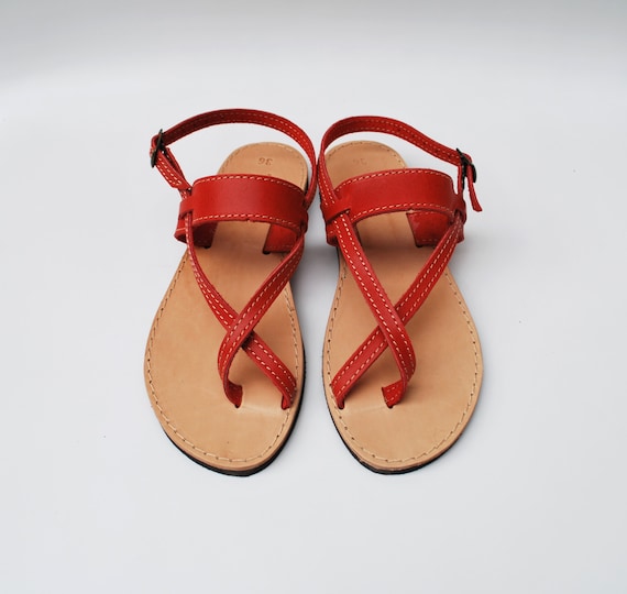 Light Red Women Sandals Made With 100% Genuine Leather - Etsy