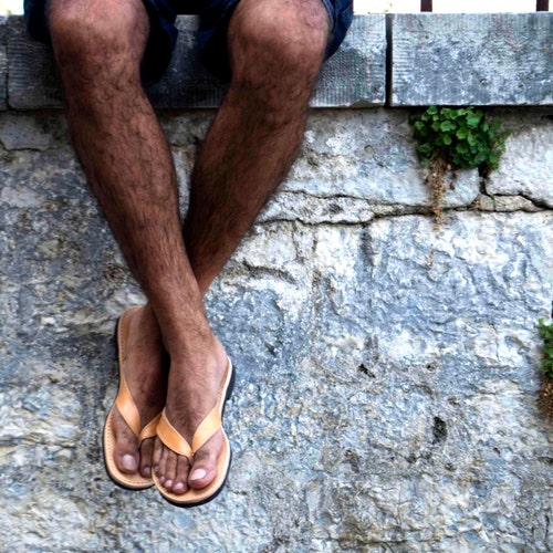 Mens Leather Flip Flops Dark Brown Mens Sandals - Etsy