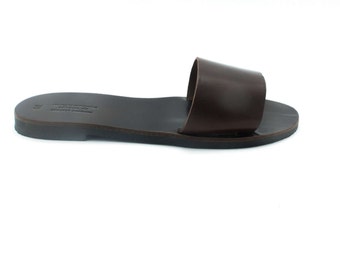 Slip on sandals in dark chocolate brown, casual women slides available in 19 colors