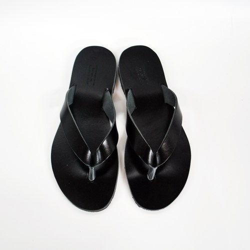 Mens Leather Flip Flops Dark Brown Mens Sandals - Etsy