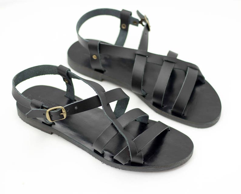 Men sandals strappy black summer shoes gift for him | Etsy