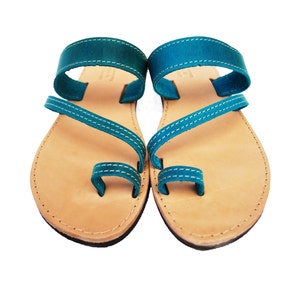 Blue Leather Sandals for Women