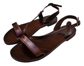 Sandales élégantes en chocolat noir Strappy, sandales d’été pour femmes