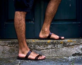 Greek Men Leather Sandals, summer men shoes, men flats