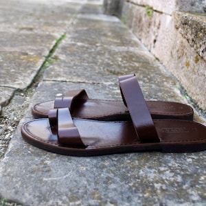 Greek Men Leather Sandals, summer men shoes, men flats image 4