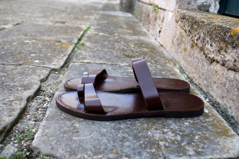 Greek Men Leather Sandals, summer men shoes, men flats image 4