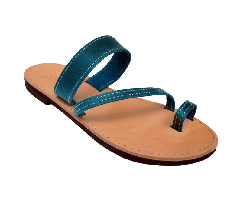 Blue Leather Sandals for Women image 2