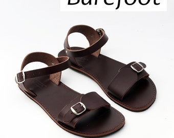 Barefoot unisex sandalen, aanpasbare sandalen, verstelbare pasvorm sandalen, brede voet, leren sandalen