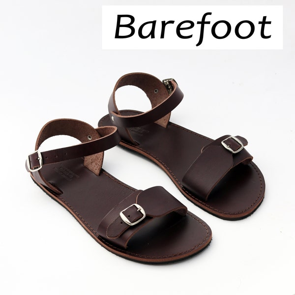 Sandales unisexes pieds nus, sandales personnalisables, sandales à coupe ajustable, pied large, sandales en cuir