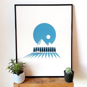 Campervan Mountain Forest Scandinavian Scandi Screen Print 16&quot;x20&quot; Art Poster by OR8 DESIGN