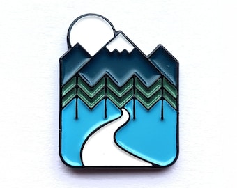 Outdoors Enamel Pin Lapel Pin Badge Mountain Adventure Forest Pin by OR8 DESIGN