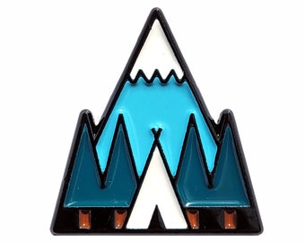 Tent Enamel Pin Lapel Pin Badge Camping Mountain Forest Trees Adventure Pin by OR8 DESIGN