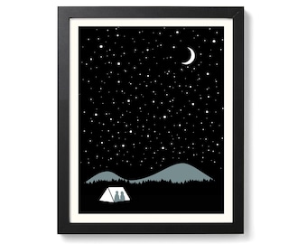 Lost In The Stars - Camping Print Art Poster by OR8 DESIGN