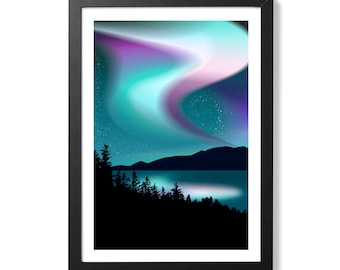 Northern Lights Aurora Art Print By OR8 DESIGN