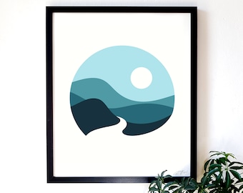 Minimal Landscape Screen Print Art Poster by OR8 DESIGN