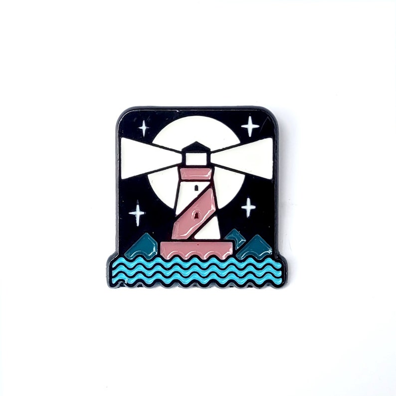 Lighthouse Enamel Pin Lapel Pin Badge Seaside Adventure Pin by OR8 DESIGN image 1