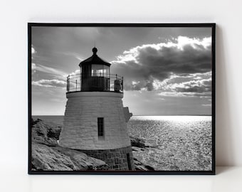 Newport Castle Hill Lighthouse Photography Lighthouse Decor Narragansett Bay Nautical Home Decor Coastal