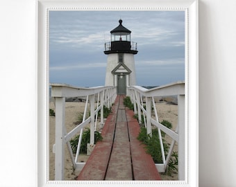 Photographie de phare de Brant Point, photographie côtière de Nantucket, style bord de mer, Cape Cod, décoration estivale, port ACK, photo d'art artistique