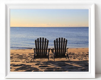Chaises Popponesset Mashpee Photography Cape Cod plage photographie oeuvre océan impression art côtier Massachusetts