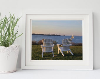 Newport Photography Castle Hill Inn Chairs Coastal Wall Art Rhode Island Photograph Newport Bridge Adirondack Chair RI Harbor