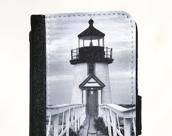 Sea Waves Lighthouse Leather Passport Holder Cover Case Travel One Pocket
