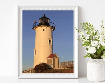 Woods Hole Falmouth Lighthouse Photograph Nobska Point Light Buzzards Bay Cape Cod Coastal Decor Nautical Photography New England Coast